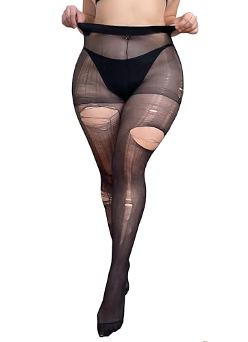 Thigh High Stockings for Women Plus Size Sheer Thigh High Stockings Lace Trim Garter Belt Suspender Sexy Pantyhose