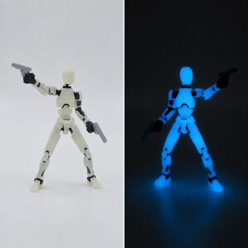 Image of Glow in Dark Dummy13 Fully Articulated Action Figure | 3D Printed Robot Assembly Kit | 5.4 Inch Tall Poseable Collectible Model | Dynamic Poses | DIY Figure | Made in India (Assembled Blue)
