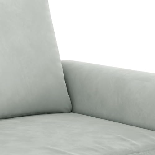 vidaXL Sofagarnitur 4-TLG., Sessel Couch mit Kissen Fußhocker, Sofa Wohnzimmersofa mit Armlehnen, Couchgarnitur Designsofa Sitzmöbel Polstermöbel, Hellgrau Samt – Bild 8