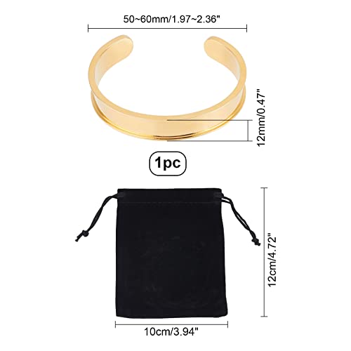 UNICRAFTALE 1pc Gold Plated Cuff Bracelet Stainless Steel Grooved Bangles Blank Bracelet for Inlay 50-60mm Adjustable Empty Open Bangles for Jewelry Making - Image 2