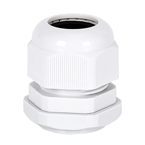 25 Pièces PG7 Nylon Presse-étoupe Conduit Electrique Fil Étanche Compression Connecteur avec Contre-écrou / Rondelle (Blanc) Cover
