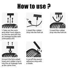 Image of 8in1 Universal Tubeless Tire Puncher Kit Emergency Flat Tire Repair Patch Puncture Kit for Car, Bike, SUV, & Motorcycle with Storage Bag, Polish,Glue, Plier With10 Strip. (All in 1)