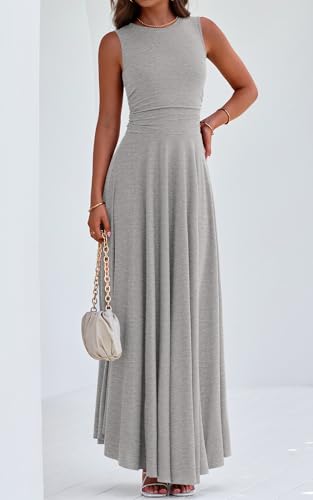 Image of PRETTYGARDEN Womens Summer Dresses 2026 Casual Sleeveless Crewneck Aline Maxi Dress Stretch Tank Flowy Long Dresses