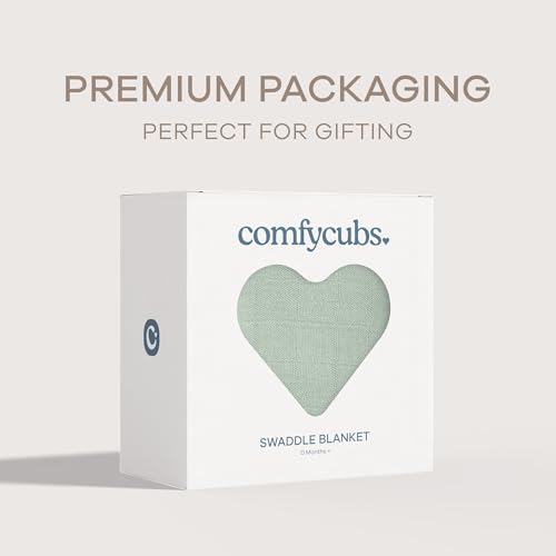 Image of Comfy Cubs Muslin Swaddle Blankets Pack of 1, 47 x 47 Inch Soft Cotton Baby Blanket Set, Large Multipurpose Wraps for Newborns - Self-Soothing Swaddles for Newborns - Fern