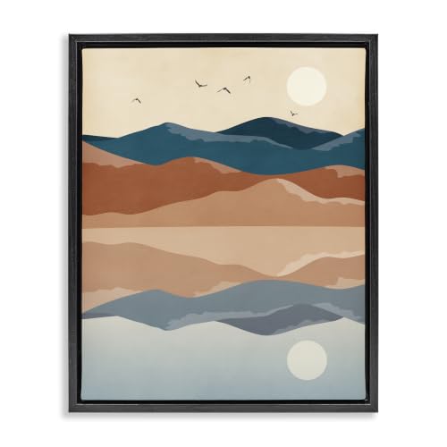 Birds Over Mountain Peaks Lake, 24 x 30 Inch Canvas in Floater Frame