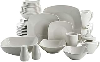 Gibson Home Zen Buffet Dinnerware Set, Service for 6 (39pcs), White (Square)