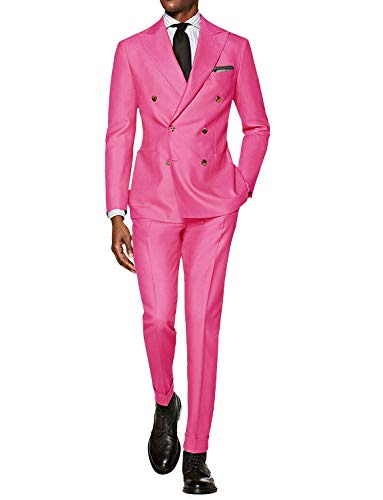 Men's 2 Pieces Double Breasted Peak Lapel Business Wedding Tuxedo