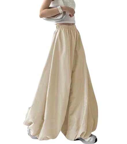 chouyatou Women's Y2k Baggy Parachute Pants Wide Leg Bubble Hem Pants Puffy Balloon Culottes
