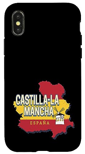 Carcasa para iPhone X/XS Castilla-La Mancha España Región Retro Mapa Vintage Souvenir