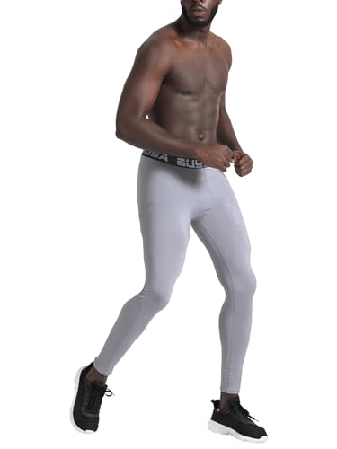 Image of BUYJYA 3 Pack Men's Compression Pants Running Tights Workout Leggings Athletic Cool Dry Yoga Gym Clothes Gift