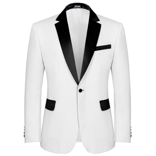 Men's White Prom Blazer One Button Slim Fit Jacket Sport Coat Tuxedo for Wedding Prom Party