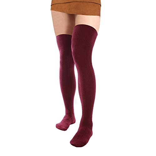 image for Moon Wood Women Thigh High Socks Extra Long Cotton Knit Warm Thick Tal