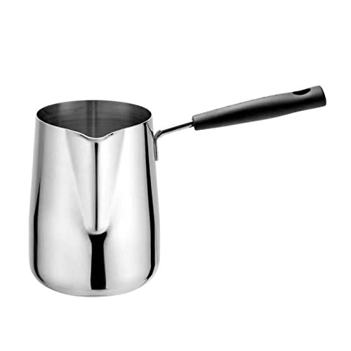 Coffee Maker Long Handle Metal Coffee Ring Pot Latte Milk foaming Pot Melting Wax Pot Candle Soap Perfume Pot Coffee Pot Coffee Pot convenient(600ML)