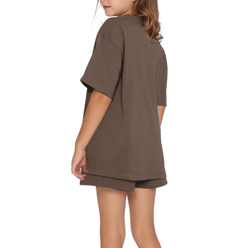 Girls Short Sets Outfits 2 Piece Oversized T Shirt Shorts Teen Girls Clothes Suits Tween Sweatshirt Cotton Tree Outfits3