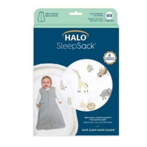 Image of HALO SleepSack, 100% Cotton Wearable Blanket, Swaddle Transition Sleeping Bag, TOG 0.5, Animal Paint, X-Large, 18-24 Months