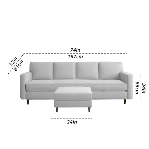 Image of Carlos 5-Seater Sofa Set with Ottoman (Grey Colour) | Premium Fabric Modern Sofa for Living Room, Home & Office | Comfortable Stylish Furniture for Hall & Lounge