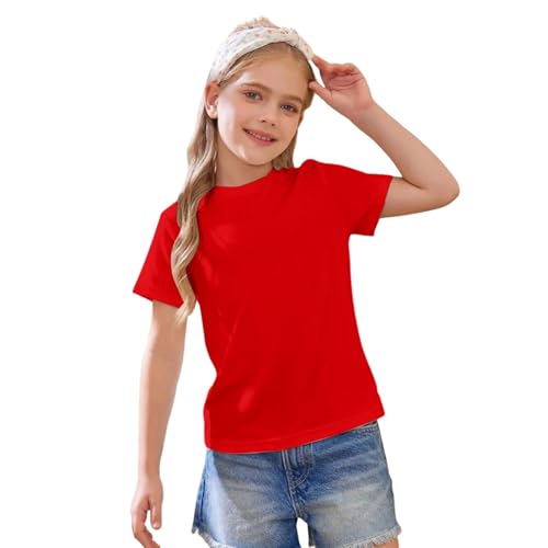 Undershirt for Kids Girls Boys Short Sleeve Crewneck Tees Toddler Casual Solid Cotton Shirt Teens Basic Summer Tops2