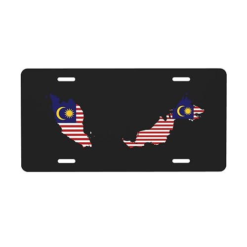 Placa de matrícula con Mapa del Terreno de Malasia para la Parte Delantera del Coche, Placa de matrícula de 6 x 12 Pulgadas, Placa de Metal para Coche, Etiqueta Decorativa novedosa y vanidosa