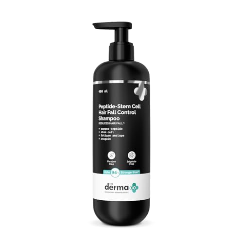 Image of The Derma Co Peptide-Stem Cell Hair Fall Control Shampoo - 400 ml | 94% Stronger Hair* | Anti-Hair Fall Shampoo | Boosts Hair & Scalp Health | For Damaged Hair | Non Drying Formula | Sulphate Free | For Women & Men | For All Hair Types