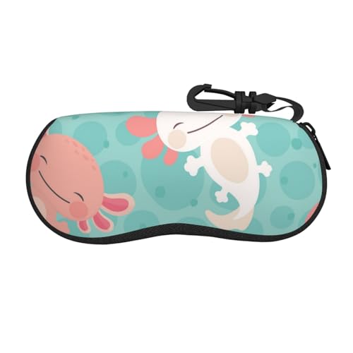 BEEOFICEPENG Estuche para gafas, Estuche para gafas de sol portátil de neopreno Estuche blando para gafas Estuche para gafas con cremallera, Ajolote lindo bebé kawaii