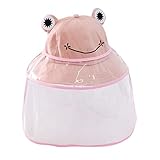 PRETYZOOM Fischerhut Gesichtsschutz mit Visier Sonnenhut Transparent Frosch Muster Gesichtsschild Vollschutzkappe Schlapphut Anglerhut Augenschutz für Kinder Draußen Reisen Rosa