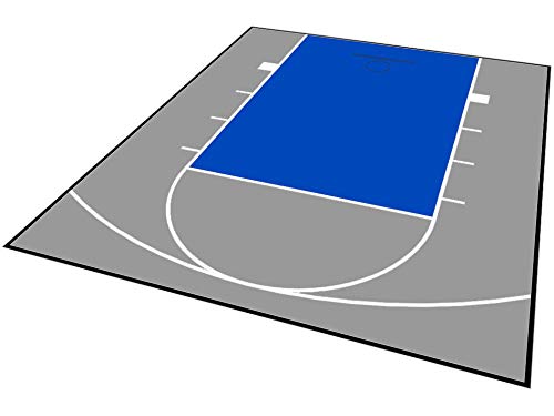 MODUTILE Outdoor Basketball Half Court Kit 20ft x 24ft -Lines and Edges Included-Made in The USA (Gray/Blue)