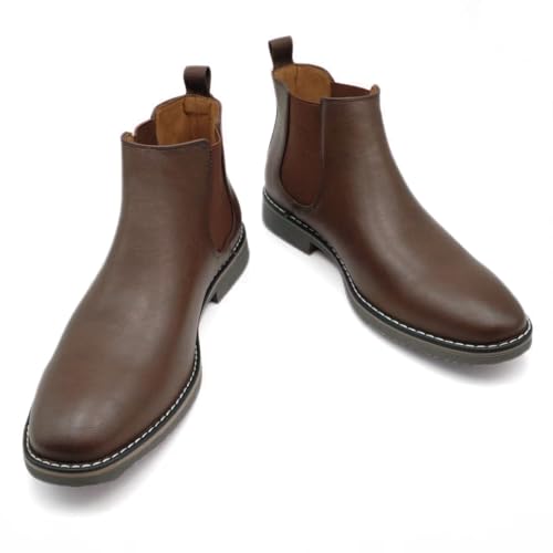Image of Finishing & Sewing Men's Chelsea Boots, Smart Casual Slip On Ankle Boots