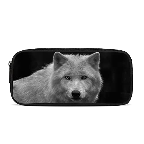 NETILGEN Trousse à crayons pour garçons et filles - Trousse de maquillage cool pour enfants - Fournitures scolaires, Loup noir, Taille unique, Cartable Cover