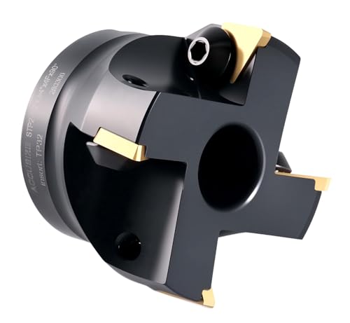 Image of Accusize Industrial Tools Indexable Face Mill, 2-1 /2 in, 2508-0016 | 90 Deg Positive Rake, Right-Hand Cut, 4 TPG322 Inserts, 3 /4 in Bore