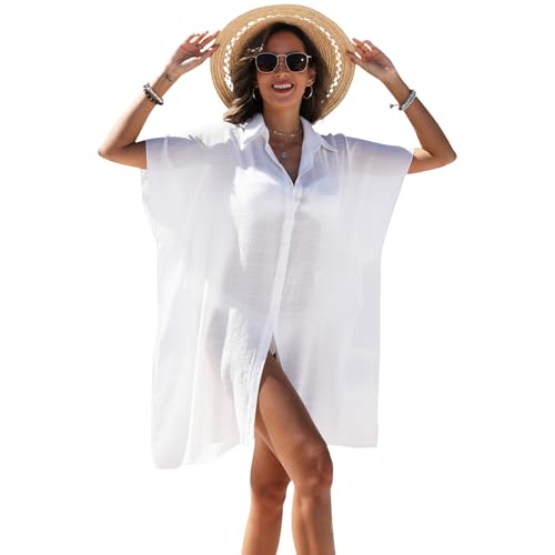 Cache-maillot de bain femme : robe chemise boutonnée fluide pour la plage