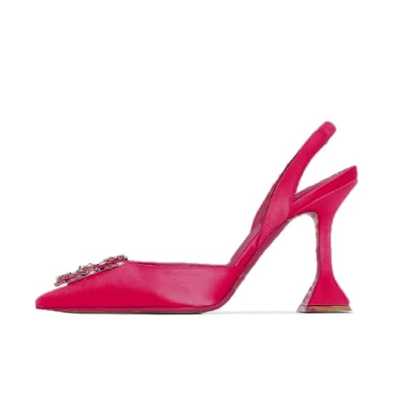 keleimusi Women's Satin Pumps High Heel Sandals Slip On Sexy Closed Toe Crystal Slingback Pumps Wedding Party Summer Shoes2