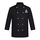 Manteau de chef professionnel à manches longues pour homme et femme avec broderie personnalisée/logo double boutonnage respirant durable uniforme de cuisine pour la pâtisserie, la restauration, le
