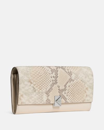 Image of kate spade new york Deco Snake Embossed Mixed Material Large Flap Wallet
