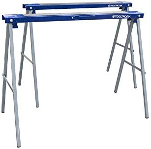 ToolTronix Folding Saw Horse Trestle Twin Metal Support Bars Stands Work Bench