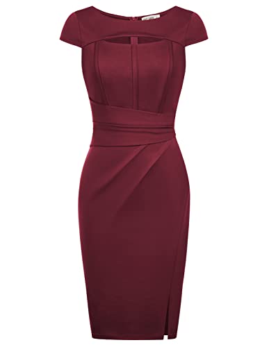 GRACE KARIN Damen Business Cocktailkleid Rundhals Armslos Kleid Frühling...