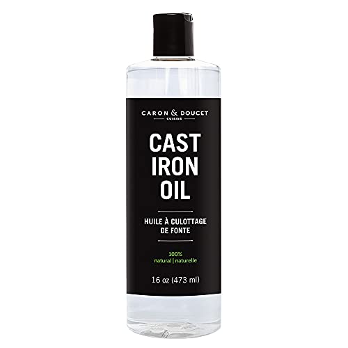 CARON & DOUCET - Cast Iron Seasoning & Cleaning Oil | 100% Plant-Based & Food Grade! | Best for Seasoning, Restoring, Curing and Care (16oz)