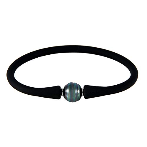 Handpicked AA Quality Cultured Pearl Black Silicone Stretchable Bracelet