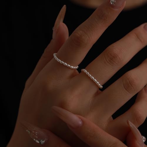 14K Gold Filled ring, dainty stackable handpicked premium 1.8-2mm cultured freshwater pearl ring women's3