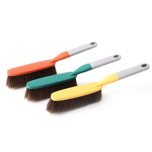 Kagyuan 3 Pack 15' Hand Broom Brush,Soft Bristle Cleaning Brush,Crumb Debris Sweeping Brush,Dusting Brush,Comfort for Bed Car Couch Desk Sofa Furniture Clothes,Small Particles Hair Remover(3color)