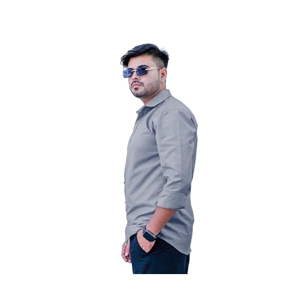 Sparrow Outfit Men’s Pure Cotton Regular Fit Shirt | Casual Wear Formal Shirts for Men and Boys | Spread Collar Long Sleeve Button Down Shirt for Office Parties Festival Special Occasions (Grey)