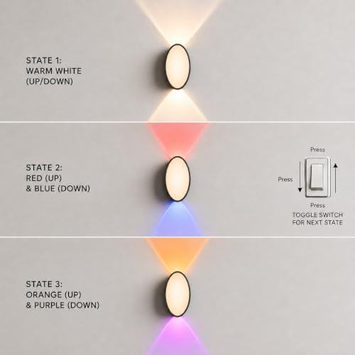 Image of Modern Outdoor Wall Light | 3-in-1 Color Changing LED Up Down Lamp | Waterproof Exterior Wall Sconce for Home, Gate, Garden, Balcony & Patio (Switch Control) (Orbs)