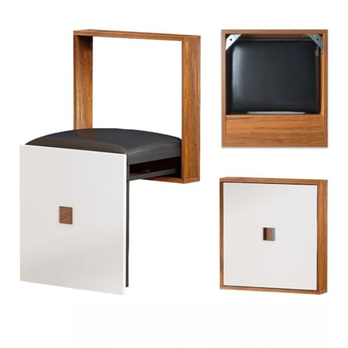 折りたたみ玄関椅子、靴ベンチ、玄関ベンチ、壁掛け折りたたみ椅子、天然木、耐荷重300kg、多目的、安定性と耐久性、防水、滑り止め、玄関やバスルームに最適(ブラック)Youlines (C)