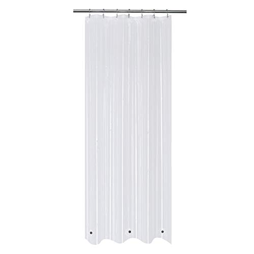 Image of Mrs Awesome 36x84 Small Stall Shower Curtain Liner with 3 Magnets Clear PEVA 8G Thick & Heavy Duty, Waterproof, Narrow Stall Size 36 x 84 inches, Clear