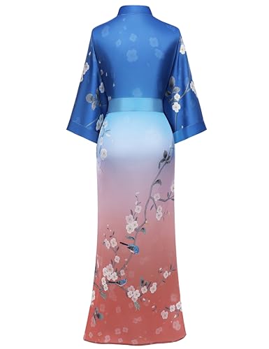 Image of PRODESIGN Kimono Robe for Women - Long Satin Sleepwear Silky Kimono Cover-Up Nightgown Japanese Bathrobe Loungewear Blouse