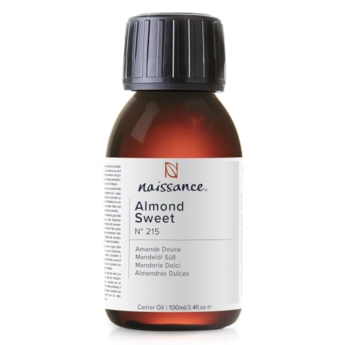 Naissance Aceite De Almendras Dulces Prensado en Frio (No 215) 100ml - Hidratante y Emoliente Cuidado Cara, Pelo, Uñas, Cuerpo, Piel – Para Masaje Corporal, Jabones, Estrías