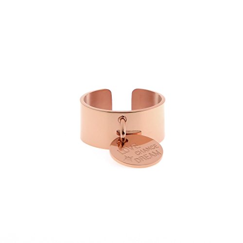 Bague gravée Love Dream Chance Paloma Bijoux anneau femme ajustable en acier rosé