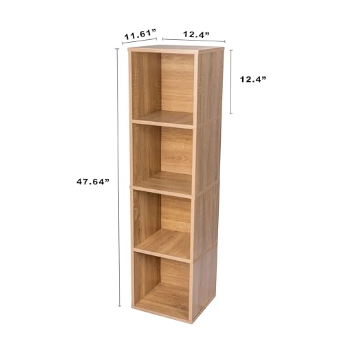 Image of 4 Cube Storage Organizer Wooden Bookshelf, 4 Cube Shelf Bookcase, Small Bookshelf Storage Organizer, 4 Cube Storage Shelf for Bedroom, Small Bookshelf for Living Room and Office (Natural)
