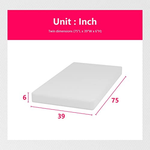Image of PayLessHere | 6 Inch Twin Mattress | Medium Firm Base Foam Mattress