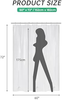 AmazerBath Plastic Shower Curtain, 60" W x 72" H EVA 8G Thick Bathroom Plastic Shower Curtains No Smell with Heavy Duty Clear Stones and 10 Rust-Resistant Grommet Holes-Clear