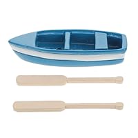 EXCEART Miniatur Segelboot Modellbau - Deko Holzboot Mit Paddel FüR Diy Micro Landschaft Strand Und Meer Szenen Puppenhaus ZubehöR Tischdeko Und Wohnzimmer Dekoration